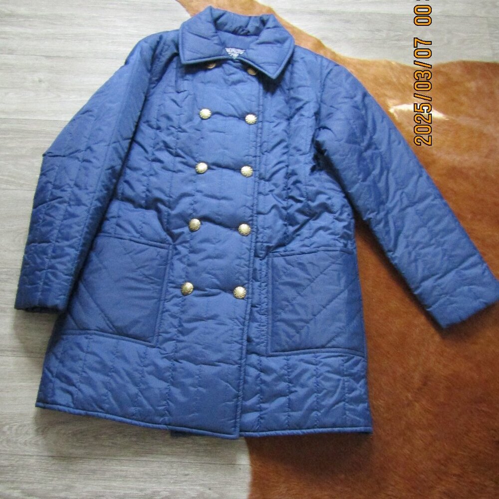 vintage burlington CFW collection puff coat blue with gold button